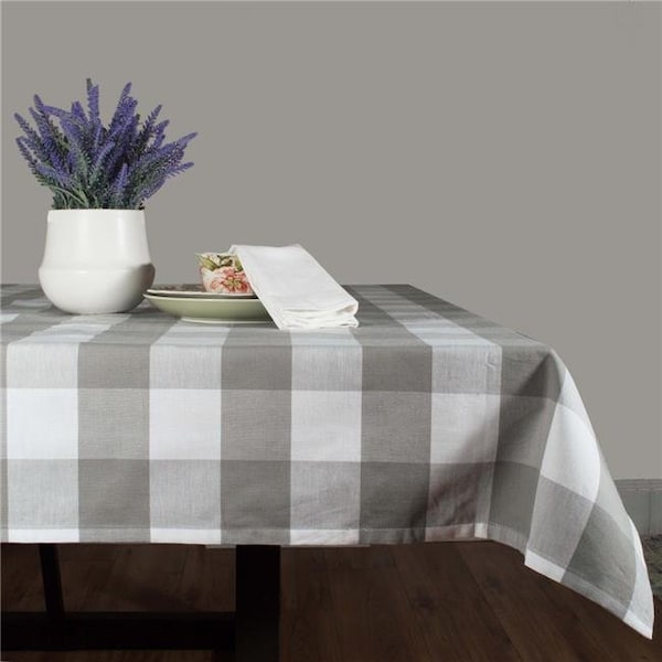 Dunroven House Dunroven House RK819-GY 54 in. Farmhouse Check Square Tablecloth; Gray & White RK819-GY - main